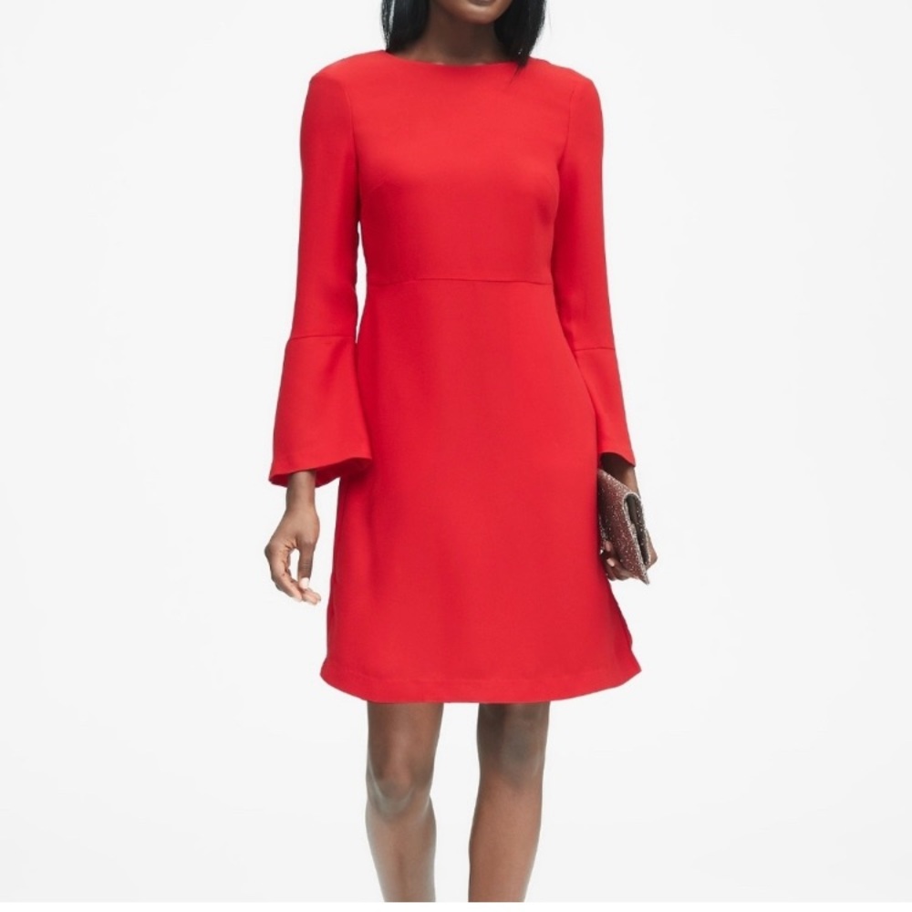 Red Banana Republic holiday party dress with back bow